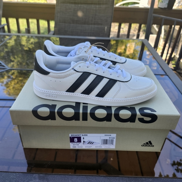 BNWT Adidas Women’s Breaknet Sleek Sneakers White Green Sz 8 Casual Tennis Y2K - Picture 9 of 11